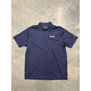 Atlanta Braves Under Armour Loose Heat Gear Navy Polo Men's Large Baseball Golf
